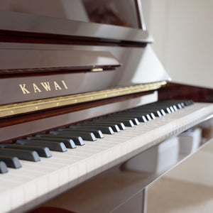 Kawai K15E Upright Piano; Mahogany Polished