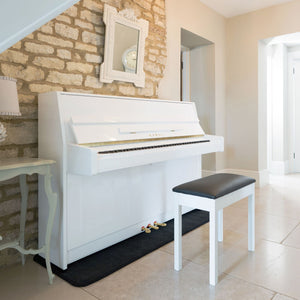 Kawai K15E Upright Piano; Snow White Polished