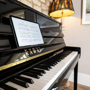 Kawai K300 AURES 2 Hybrid Upright Piano; Polished Ebony & Silver