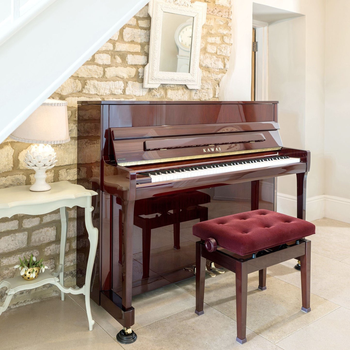 Kawai K200 Upright Piano; Mahogany Polished