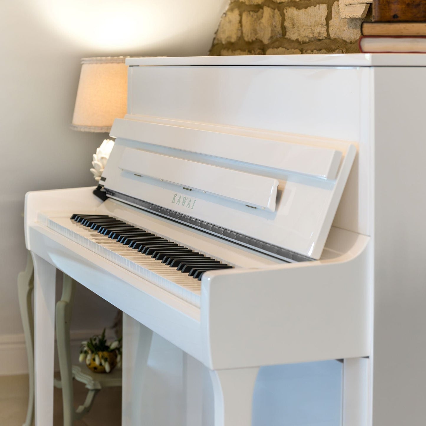 Kawai K300 ATX4 Anytime Silent Upright Piano; Snow White Polished & Silver Fittings | £500 Cashback Offer