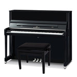 Kawai K300 Upright Piano; Polished Ebony & Silver Fittings