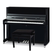 Kawai K300 Upright Piano; Polished Ebony & Silver Fittings