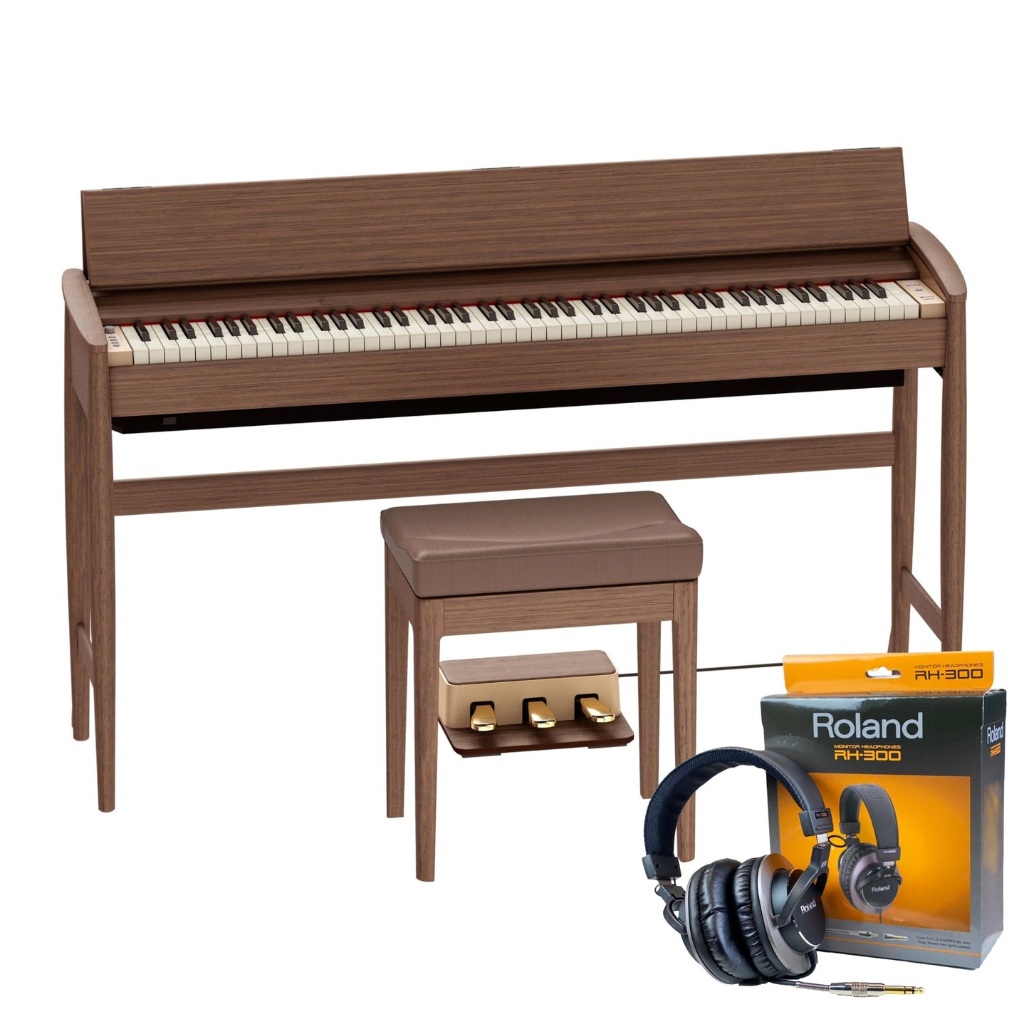 Roland Kiyola KF-20 Walnut | Premium Bundle Incl RH300 Headphones & Bench
