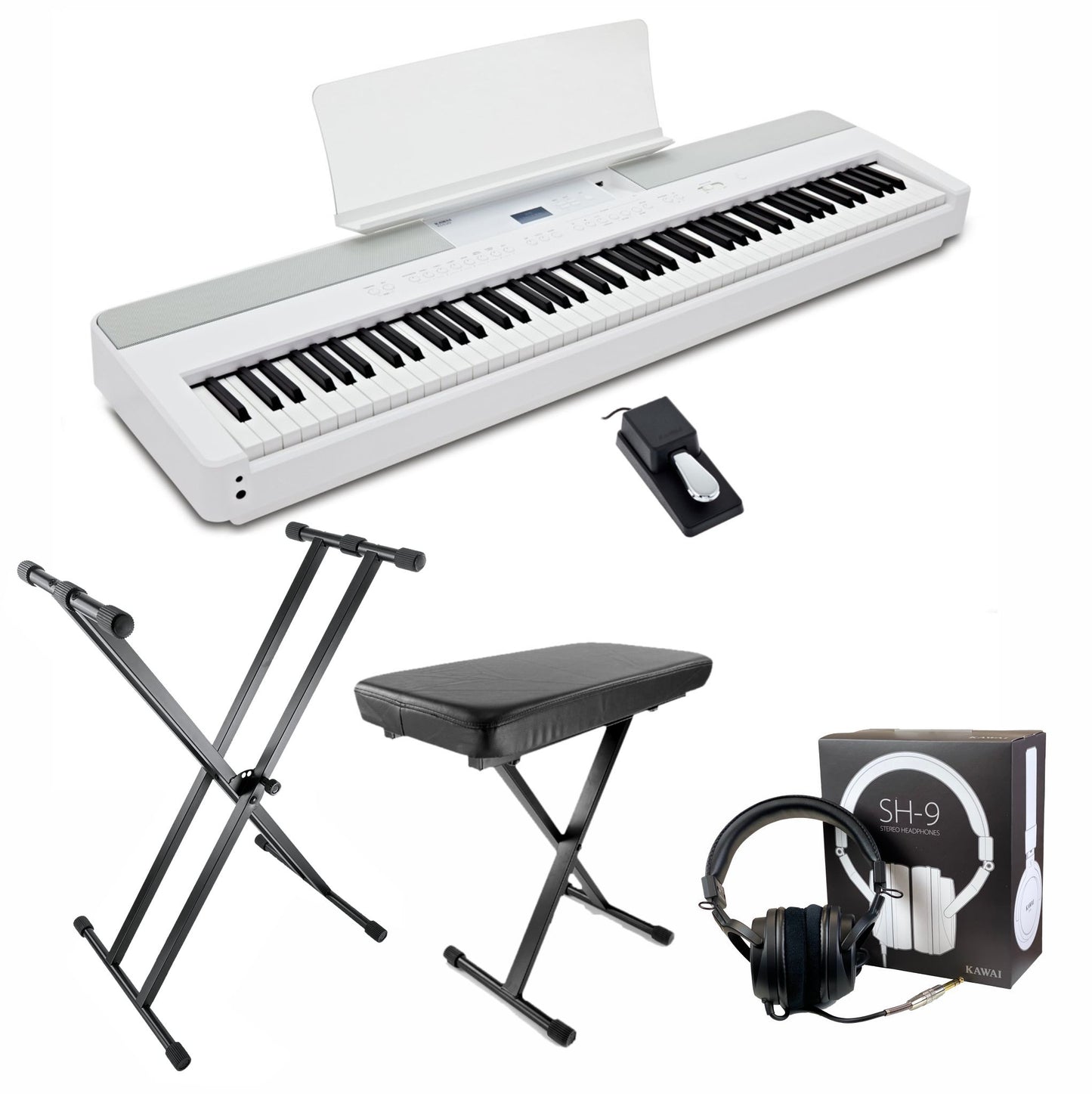 Kawai ES520 Digital Piano; White Upgraded Package