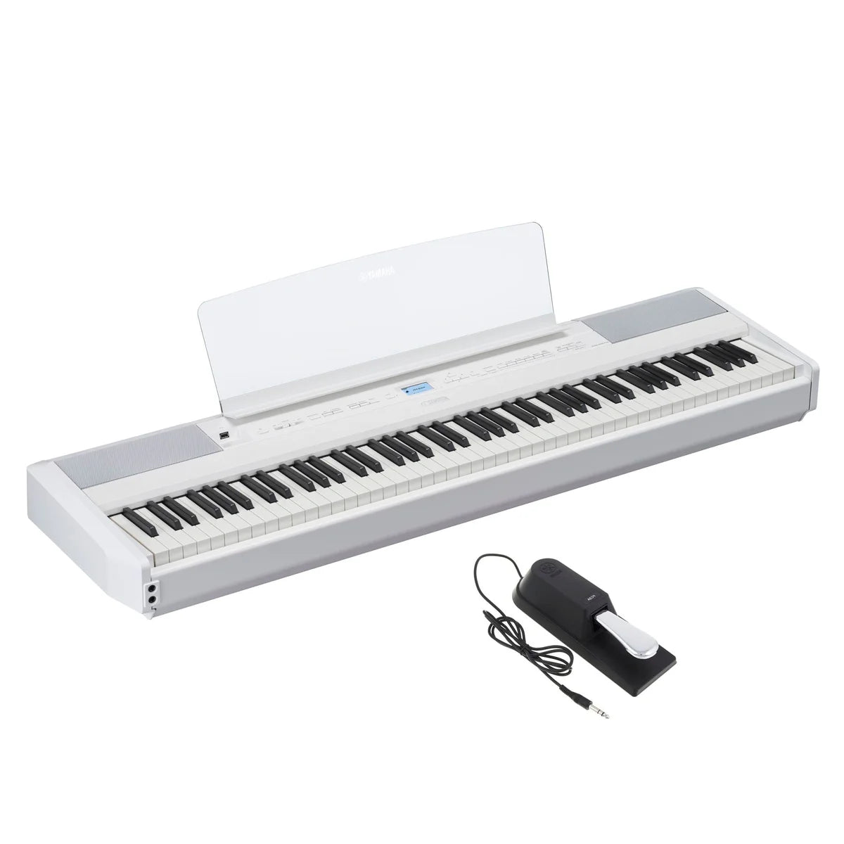 Yamaha P525 Portable Digital Piano; White Stand & Bench Bundle