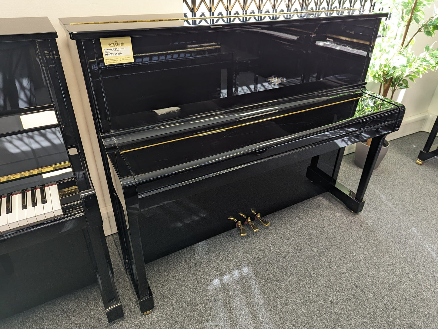 Kemble K121ZT Upright Piano in Polished Ebony with Height Adjustable Stool Serial No: 313268 | Second Hand