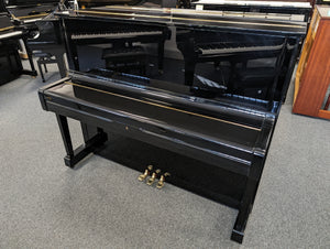 Second Hand Yamaha U1 Polished Ebony Upright Piano with Matching Stool; Serial No: H1537962