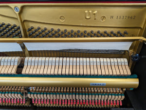 Second Hand Yamaha U1 Polished Ebony Upright Piano with Matching Stool; Serial No: H1537962