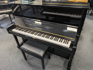 Second Hand Yamaha U1 Polished Ebony Upright Piano with Matching Stool; Serial No: F5193606