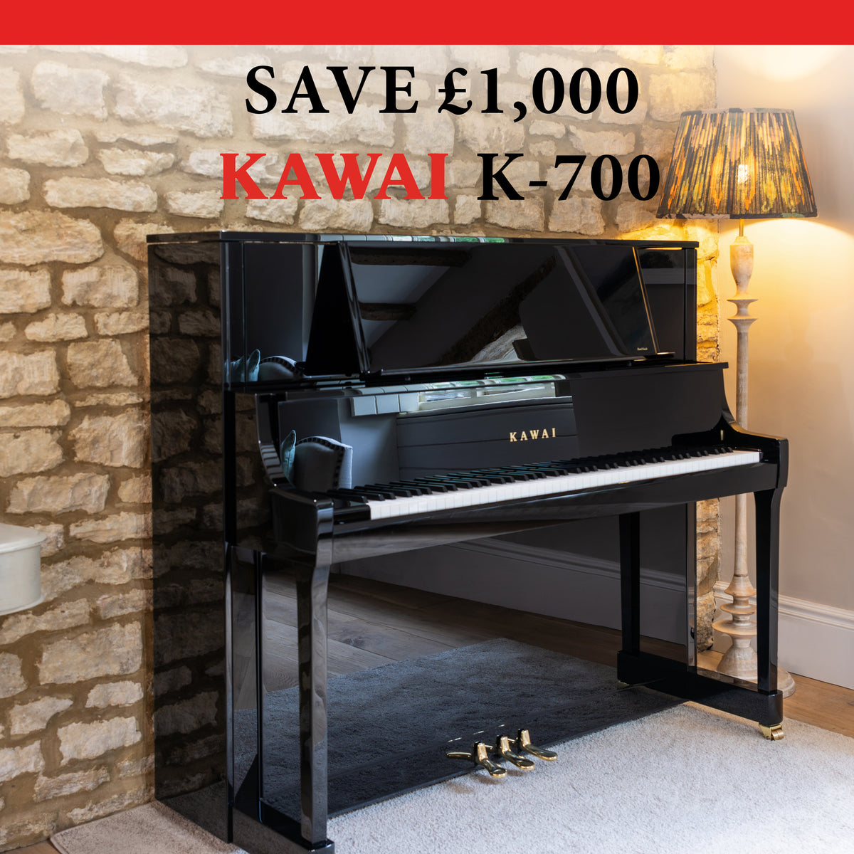 Kawai K700 Upright Piano; Polished Ebony | £1,000 DISCOUNT