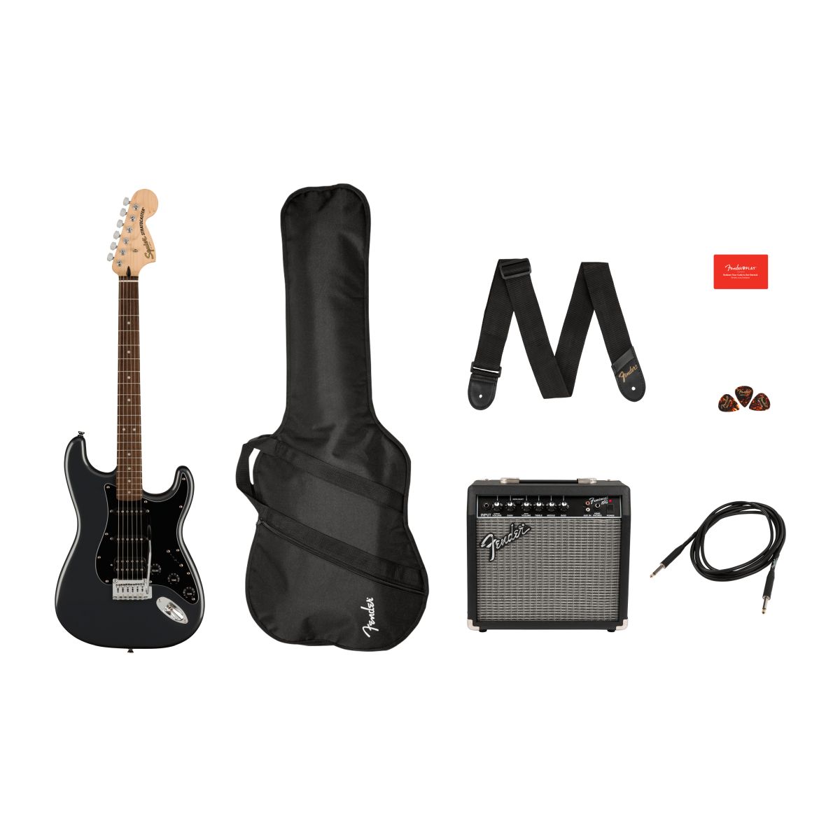 Squier Affinity Stratocaster HSS Guitar Pack Charcoal Frost Metallic