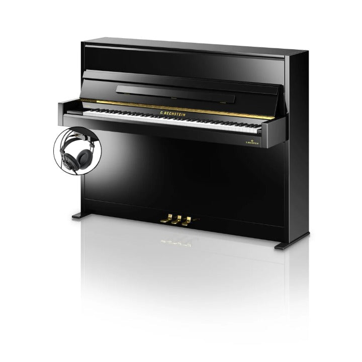 C. Bechstein Academy A2 Upright Piano in Polished Ebony with Vario Duet Silent System