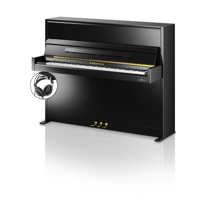 C. Bechstein Academy A4 Upright Piano in Polished Ebony with Vario Duet Silent System
