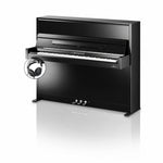 C. Bechstein Academy A4 Upright Piano in Polished Ebony with chrome Fittings with Vario Duet Silent System