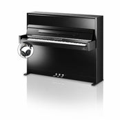 C. Bechstein Academy A4 Upright Piano in Polished Ebony with chrome Fittings with Vario Duet Silent System