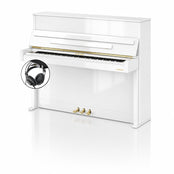 W. Hoffmann Vision V4 Upright Piano in Polished White with Vario Duet Silent System
