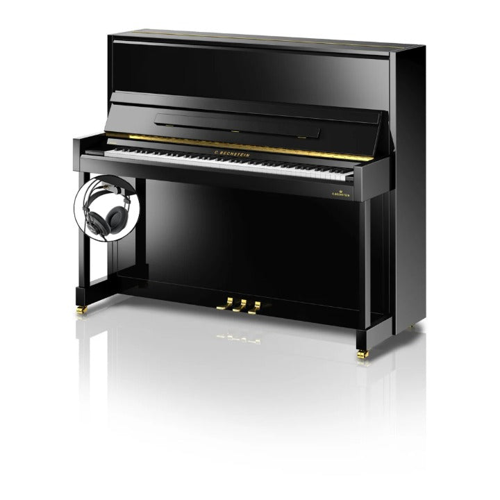 C. Bechstein Academy A6 Upright Piano in Polished Ebony with Vario Duet Silent System