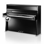 C. Bechstein Residence R2 Millennium Upright Piano in Polished Ebony with chrome Fittings with Vario Duet Silent System