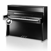 C. Bechstein Residence R2 Millennium Upright Piano in Polished Ebony with chrome Fittings with Vario Duet Silent System