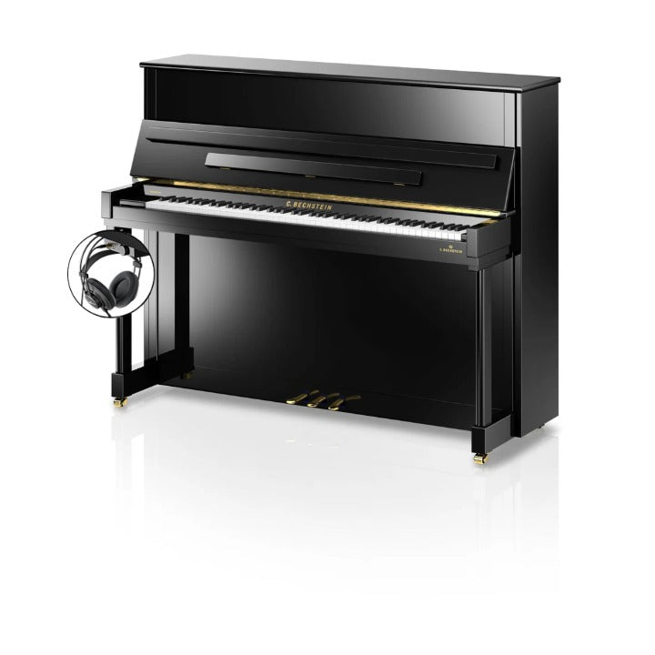C. Bechstein Residence R4 Classic Upright Piano in Polished Ebony with Vario Duet Silent System