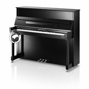 C. Bechstein Residence R4 Classic Upright Piano in Polished Ebony with chrome Fittings with Vario Duet Silent System