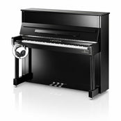 C. Bechstein Residence R6 Classic Upright Piano in Polished Ebony with chrome Fittings with Vario Duet Silent System