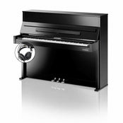 W. Hoffmann Vision V4 Upright Piano in Polished Ebony with Chrome Fittings with Vario Duet Silent System