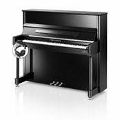 C. Bechstein Residence R6 Elegance Upright Piano in Polished Ebony with chrome Fittings with Vario Duet Silent System