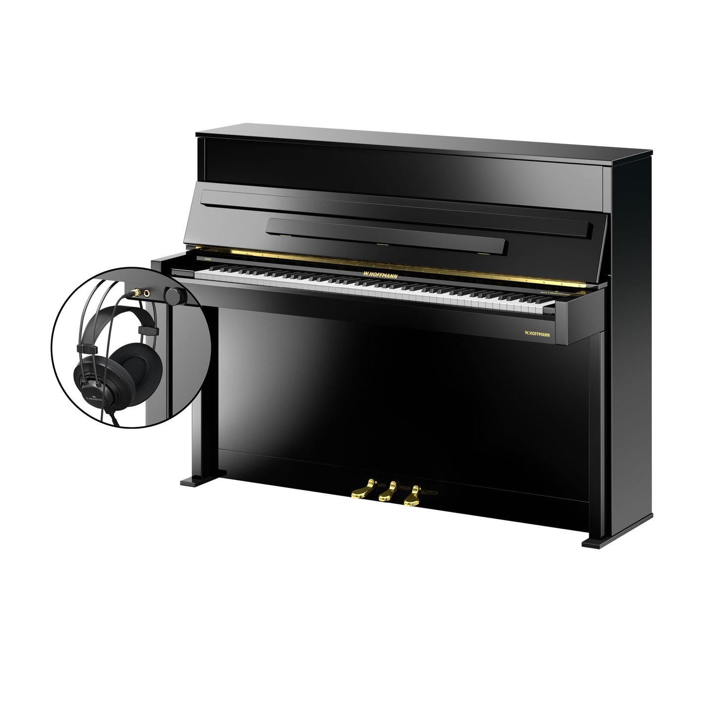 W. Hoffmann Vision V2 Upright Piano in Polished Ebony with Vario Duet Silent System