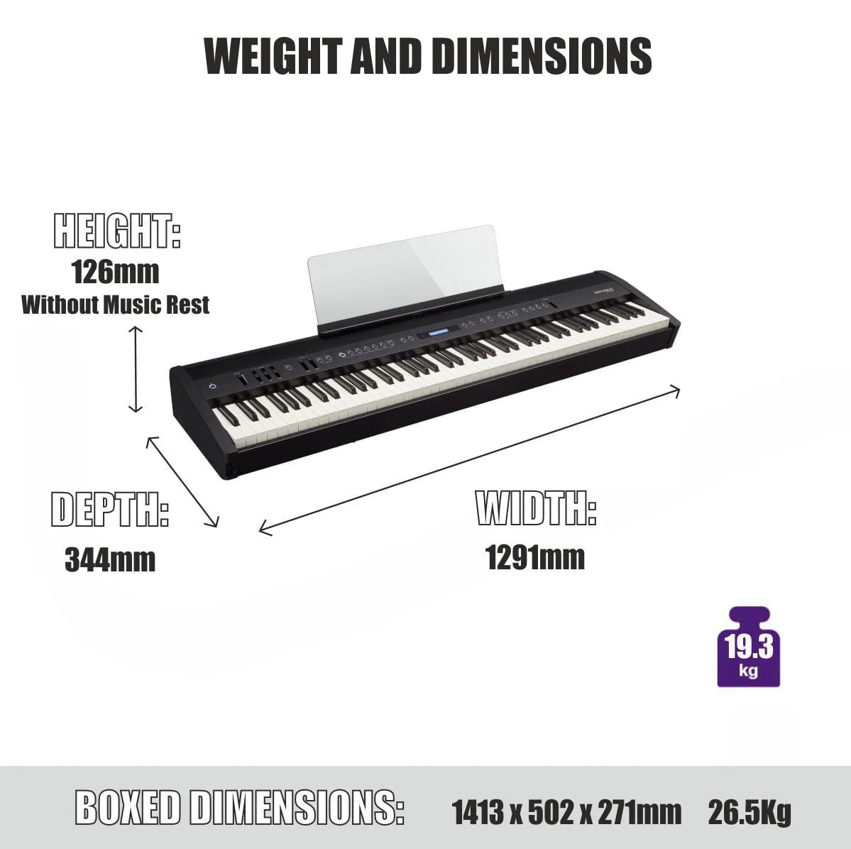 Roland FP60X Portable Digital Piano; White Stand & Bench Bundle