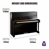 Yamaha B3 TC3 TransAcoustic Upright Piano; Polished Ebony & Chrome