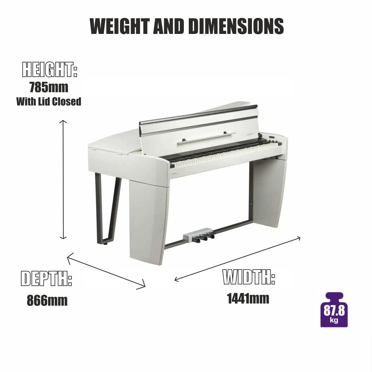 Dexibell H10MG Polished White Mini Digital Grand Piano | Free Delivery & Installation