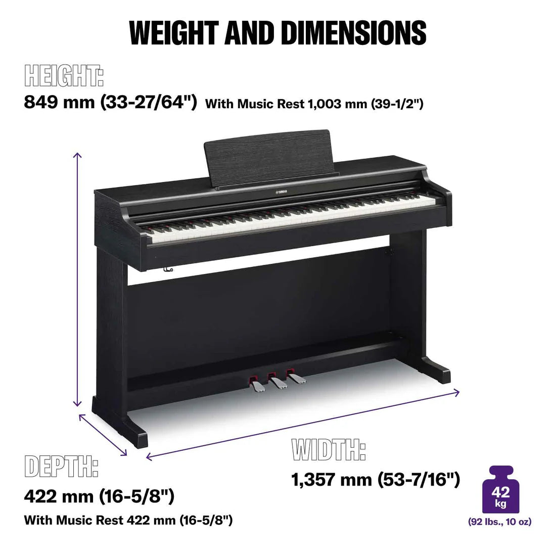 Yamaha YDP165 Black Digital Piano; Serial No: BCCP01069; Ex Display Model; 3 Year Warranty