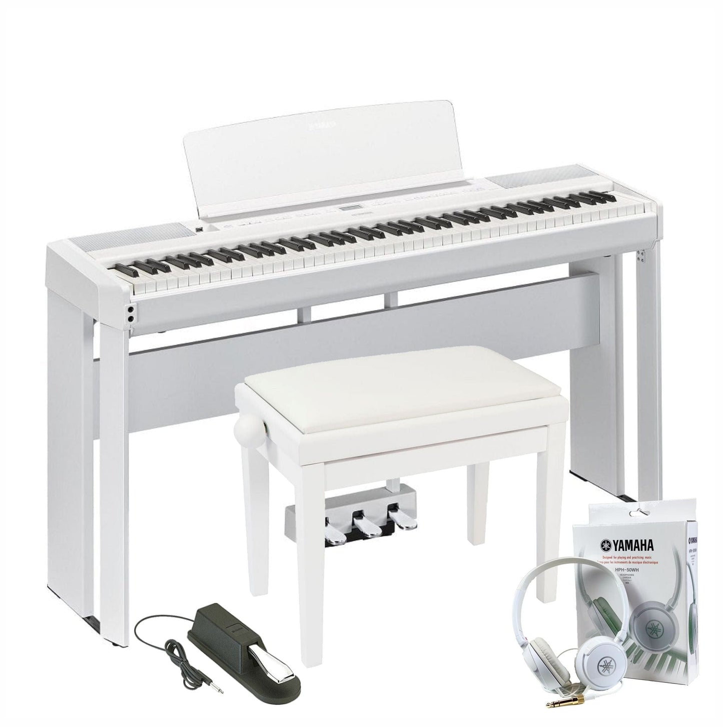 Yamaha P525 Digital Piano Elite Package; White