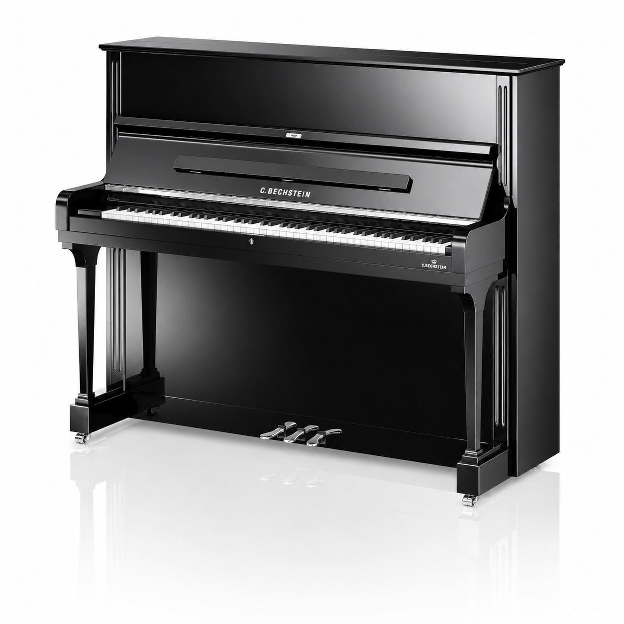 C. Bechstein Concert C6 Upright Piano in Polished Ebony with Chrome Fittings