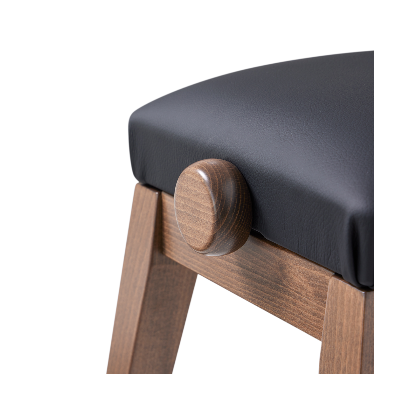 HIDRAU Premiuim Rise & Fall Piano Stool; Black Vinyl And Matching Wood Veneer Legs