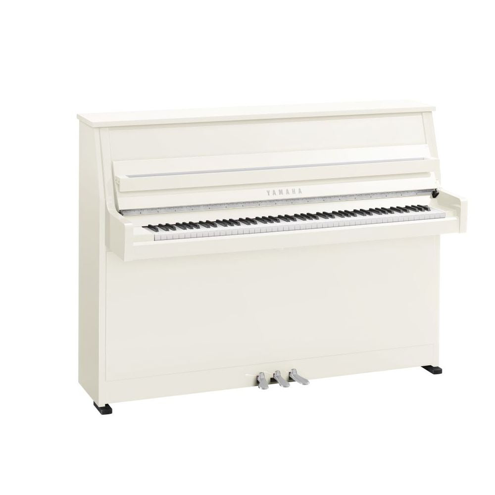 Yamaha B10 Upright Piano; Polished White & Chrome Fittings