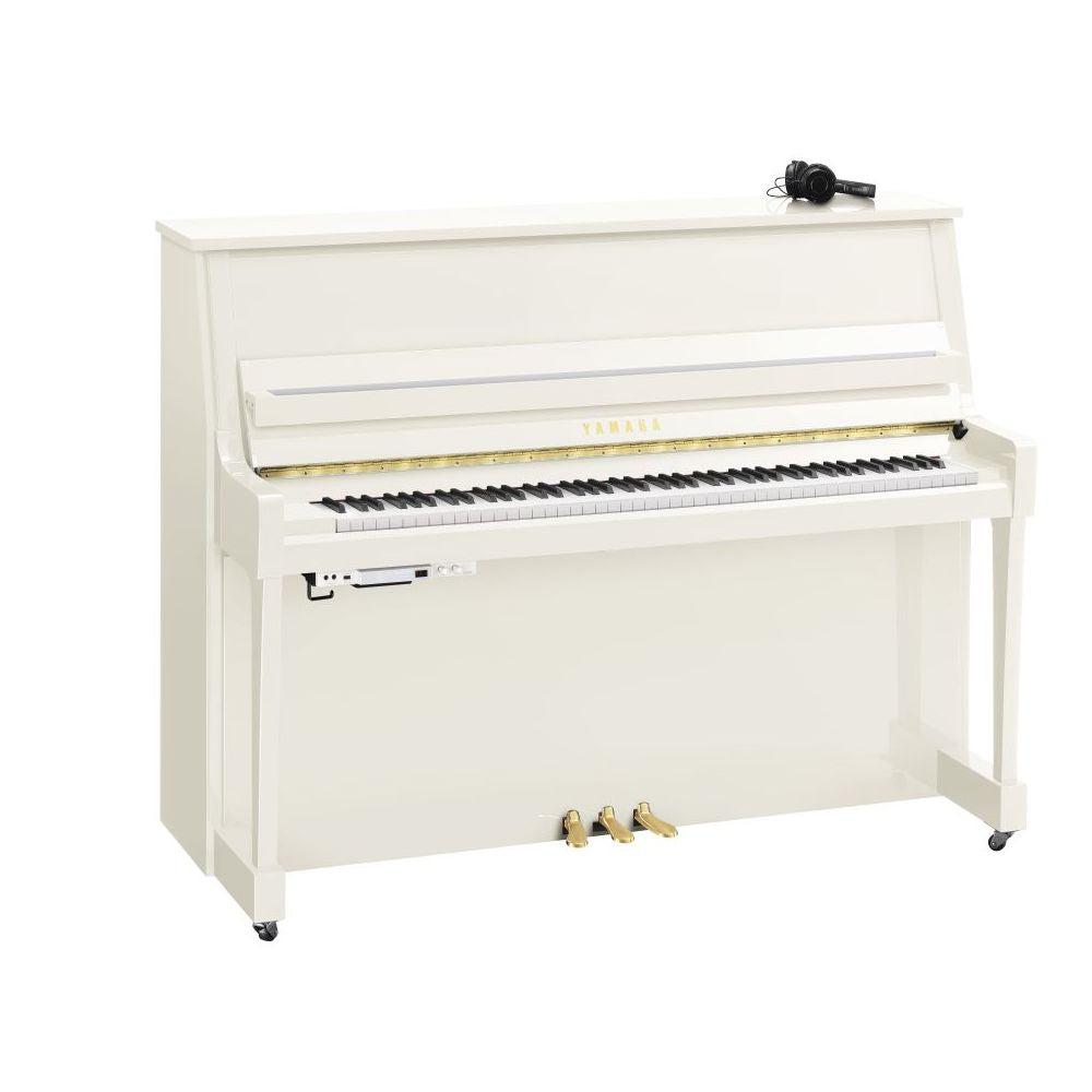 Yamaha B20 SC3 Silent Upright Piano; Polished White