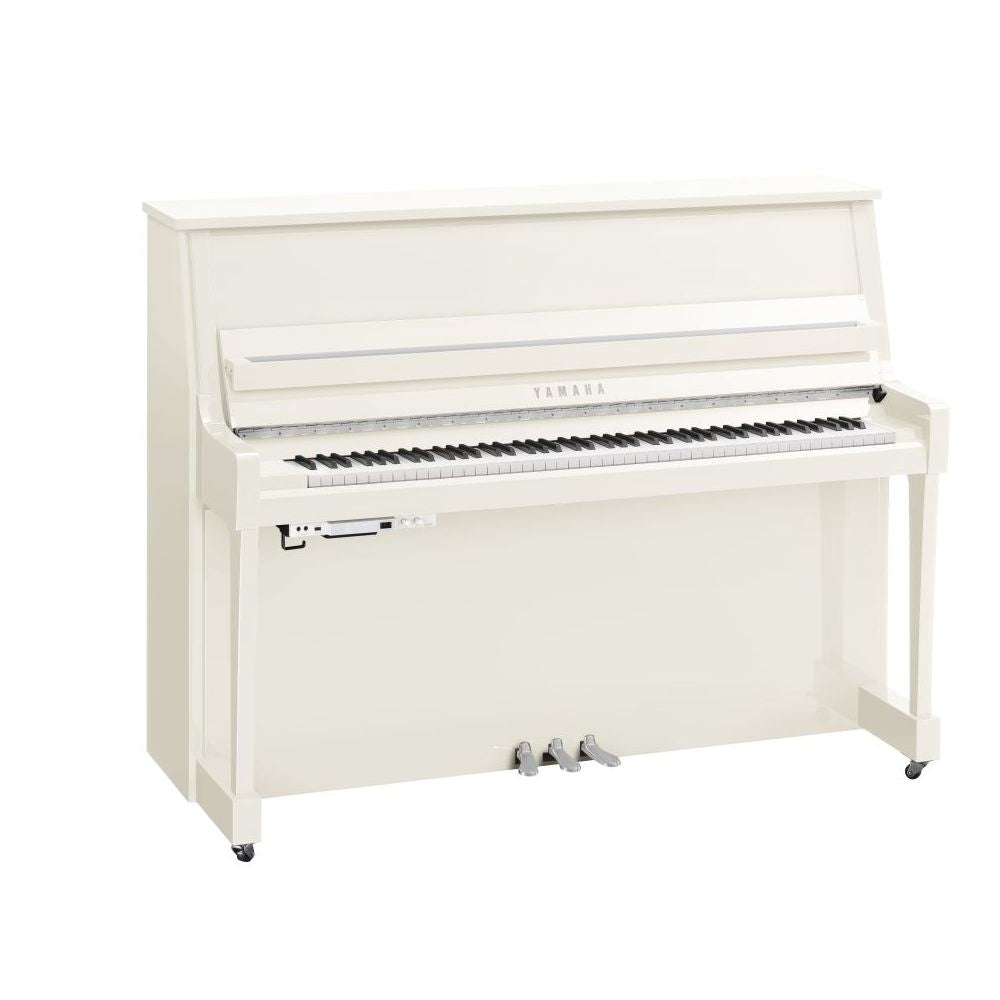 Yamaha B20 TC3 TransAcoustic Upright Piano; Polished White & Chrome Fittings