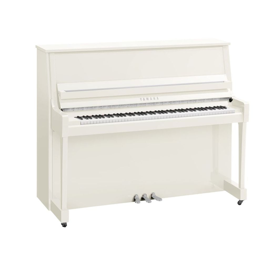 Yamaha B30 Upright Piano; Polished White & Chrome Fittings