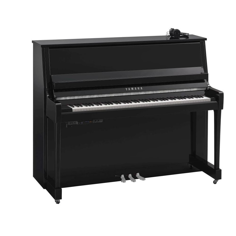 Yamaha B30 SC3 Silent Upright Piano; Polished Ebony & Chrome Fittings