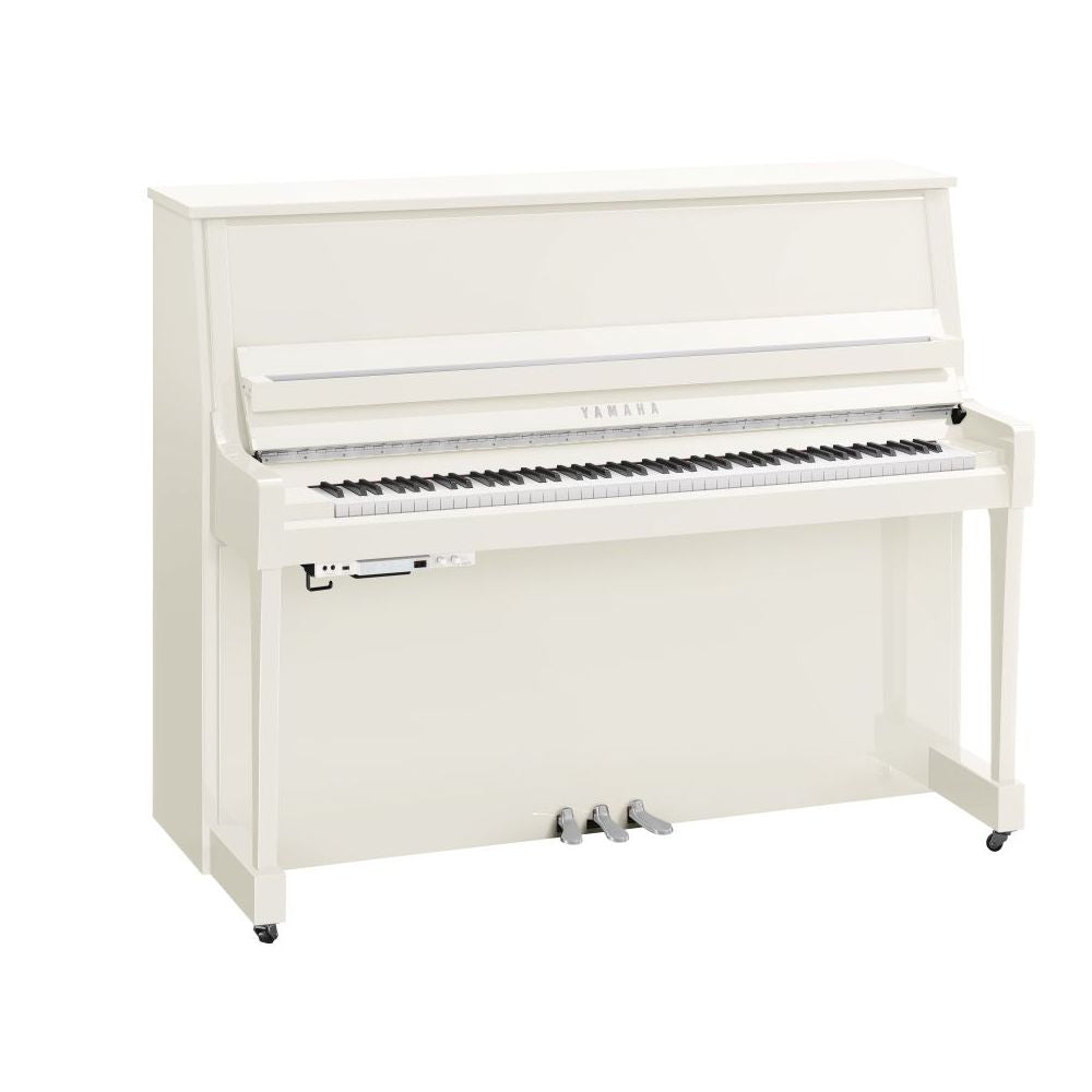 Yamaha B30 TC3 TransAcoustic Upright Piano; Polished White & Chrome Fittings