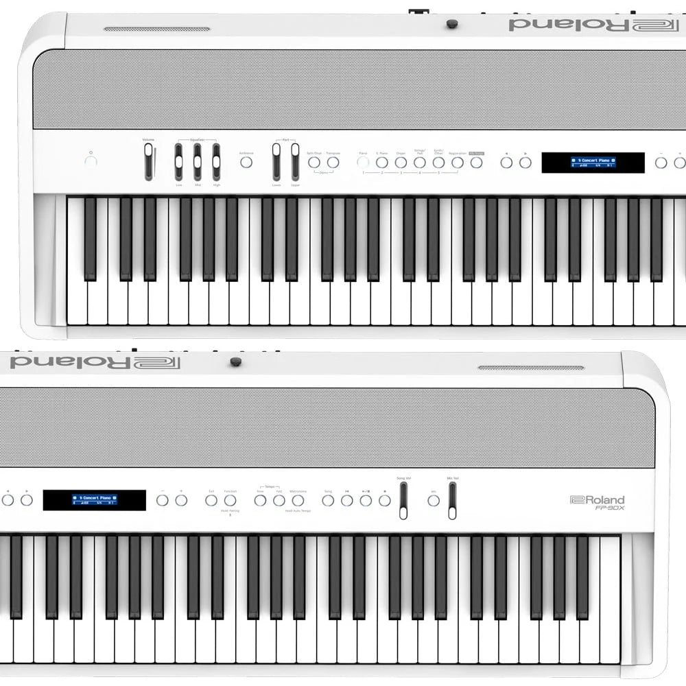 Roland FP90X Portable Digital Piano; White Stand & Bench Bundle