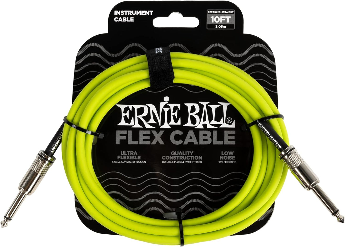 Ernie Ball Flex Instrument Cable; 10ft Green