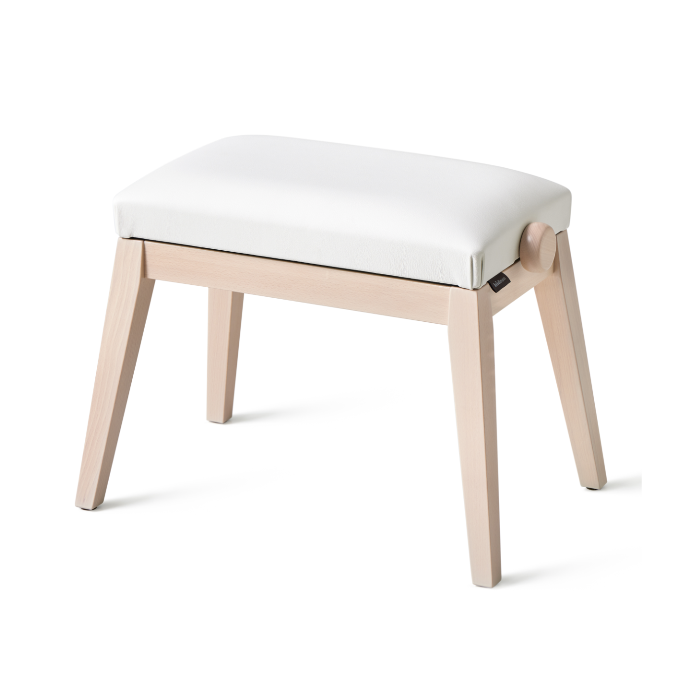 HIDRAU Premium Rise & Fall Piano Stool; White Vinyl And Matching Wood Veneer Legs
