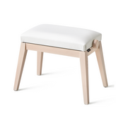 HIDRAU Premium Rise & Fall Piano Stool; White Vinyl And Matching Wood Veneer Legs