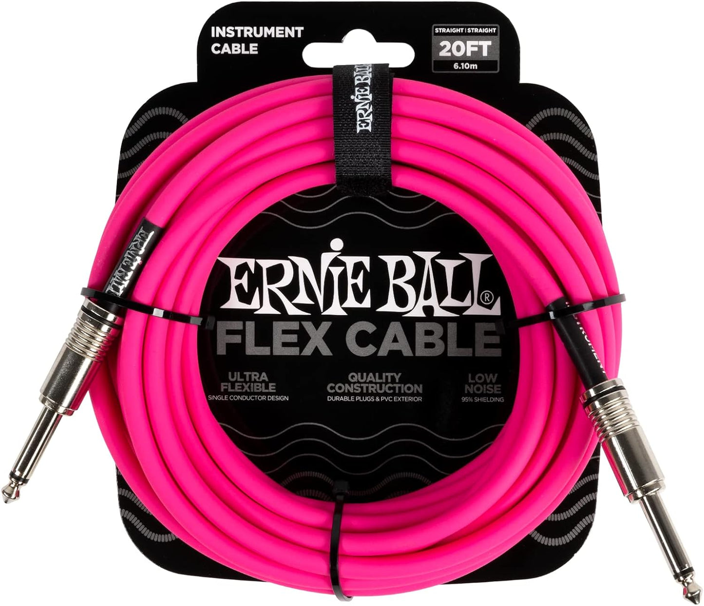 Ernie Ball Flex Instrument Cable; 20ft Pink
