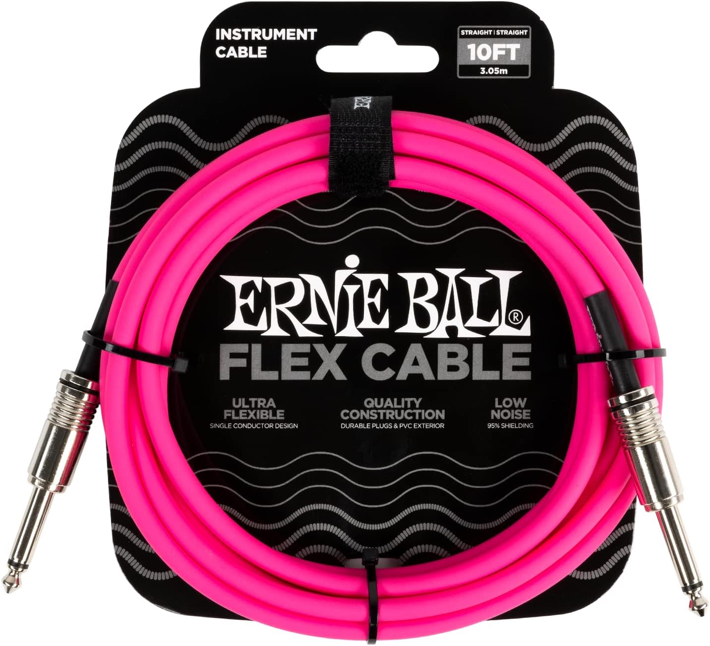 Ernie Ball Flex Instrument Cable; 10ft Pink