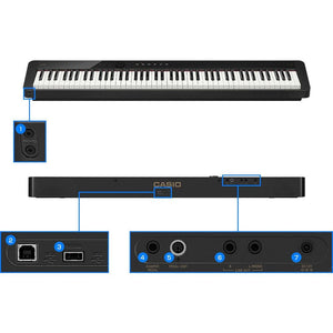 Casio PX-S1100 Digital Piano; Black with FREE SP34 Triple Pedal